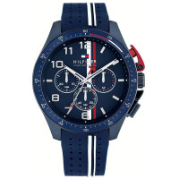 Tommy Hilfiger Bank Ανδρικό Ρολόι Χρονογράφος 44 mm με Μπλε Καουτσούκ Λουράκι 1792169